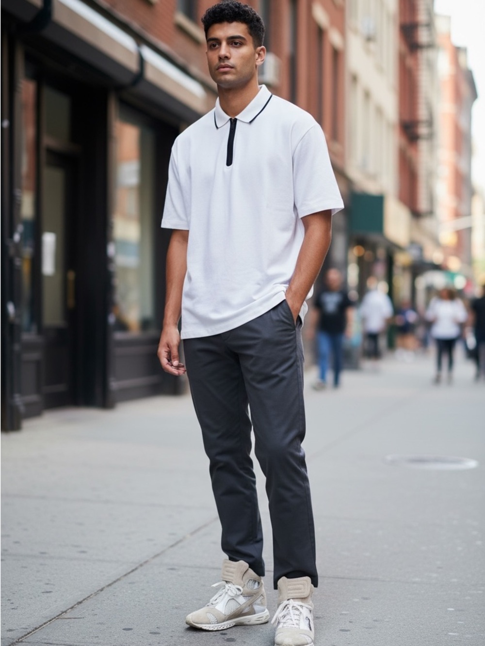 Express Everyday Performance Men’s White Quarter-Zip Polo Shirt - Size M